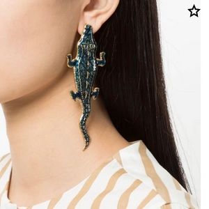 large handmade Crocodile earrings